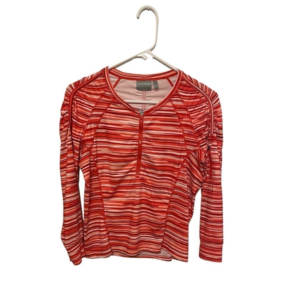 Athleta Printed Pacifica Half Zip Striped Pullover Medium